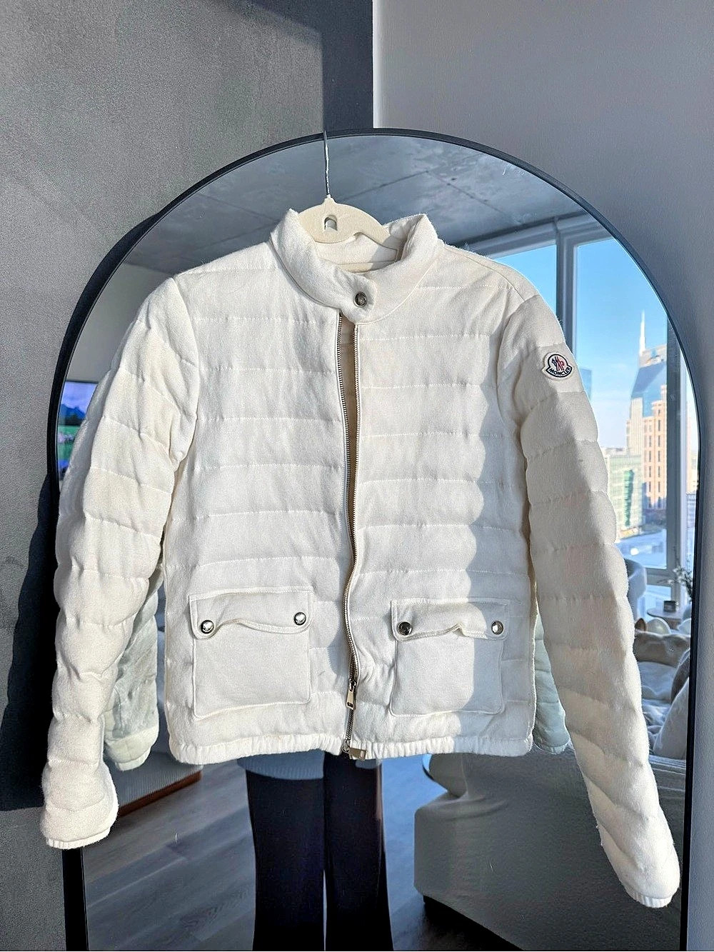 Moncler Daos Quilted Corduroy Down Jacket White